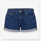 Denim Shorts Dark Wash Turn Up Hem Stretch