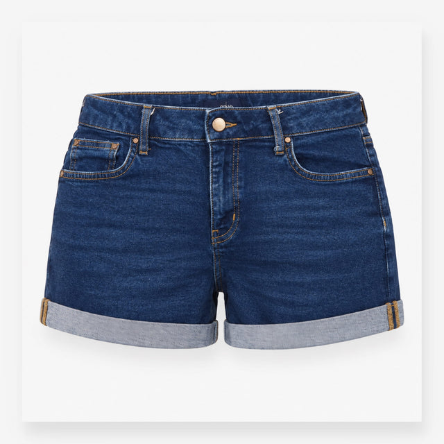 Denim Shorts Dark Wash Turn Up Hem Stretch