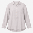 Cotton Shirt Grey Marl Long Sleeve Popover