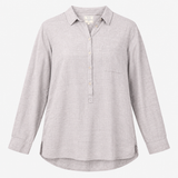 Cotton Shirt Grey Marl Long Sleeve Popover