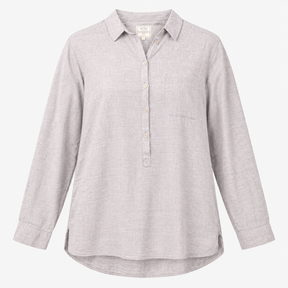 Cotton Shirt Grey Marl Long Sleeve Popover