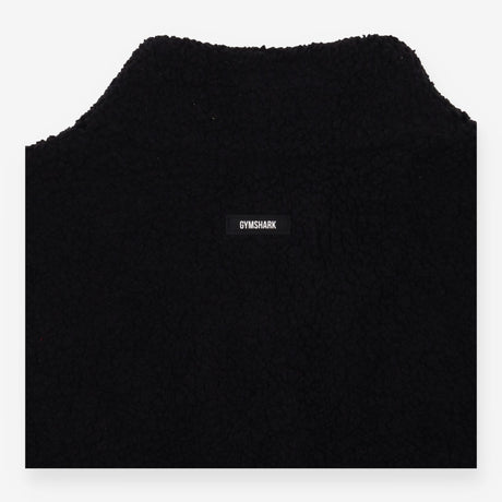Gilet Black Sherpa Fleece Teddy Zip Front