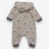 Sleepsuit Oatmeal Stripe Animal Friends Bear Ear H