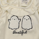 Cream bodysuit/leggings/headband with ghosts