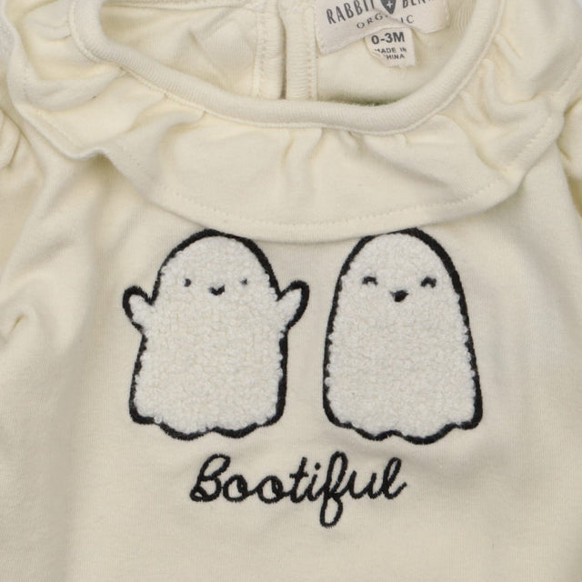 Cream bodysuit/leggings/headband with ghosts