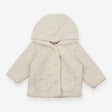 Cream hooded textured jacket floral lining