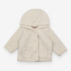 Cream hooded textured jacket floral lining