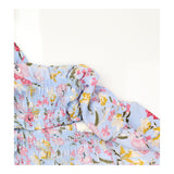Dress Floral Shirred Short Sleeve Mini Blue