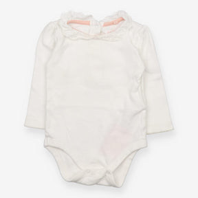 Bodysuit White Lace Collared
