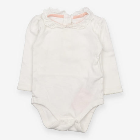 Bodysuit White Lace Collared