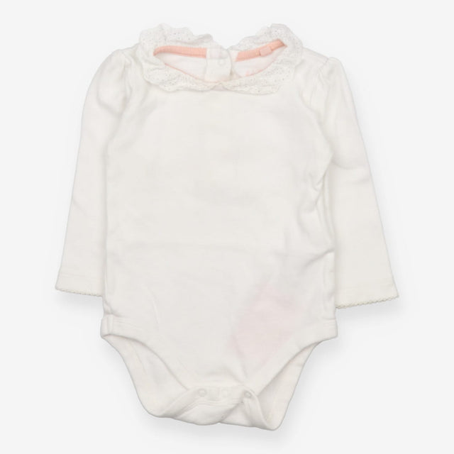 Bodysuit White Lace Collared