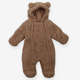 Brown teddy bear ears pramsuit