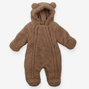 Brown teddy bear ears pramsuit