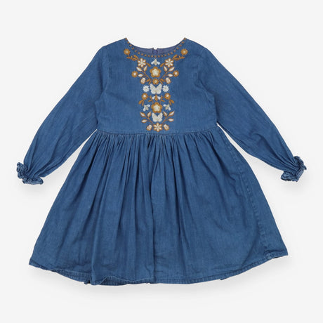 Denim Dress Long Sleeve Gold Embellishment
