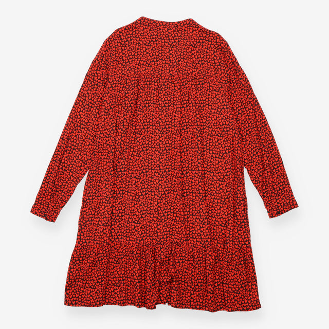 Shirt Dress Navy Red Heart Print Long Sleeve Tiere