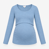 Slate Blue Ribbed Long Sleeve Maternity & Nursing 