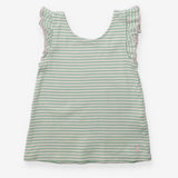 Green striped t-shirt with frilly sleeves