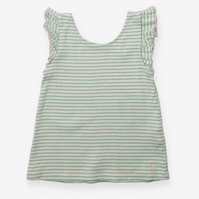 Green striped t-shirt with frilly sleeves