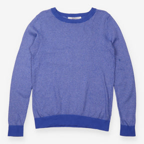 Blue and White Textured Wool-Blend Jumper