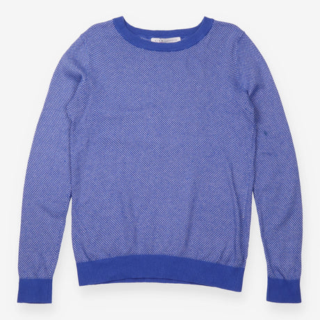 Blue and White Textured Wool-Blend Jumper