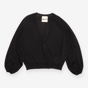 Jumper Black Sheer Fine Knit V-Neck