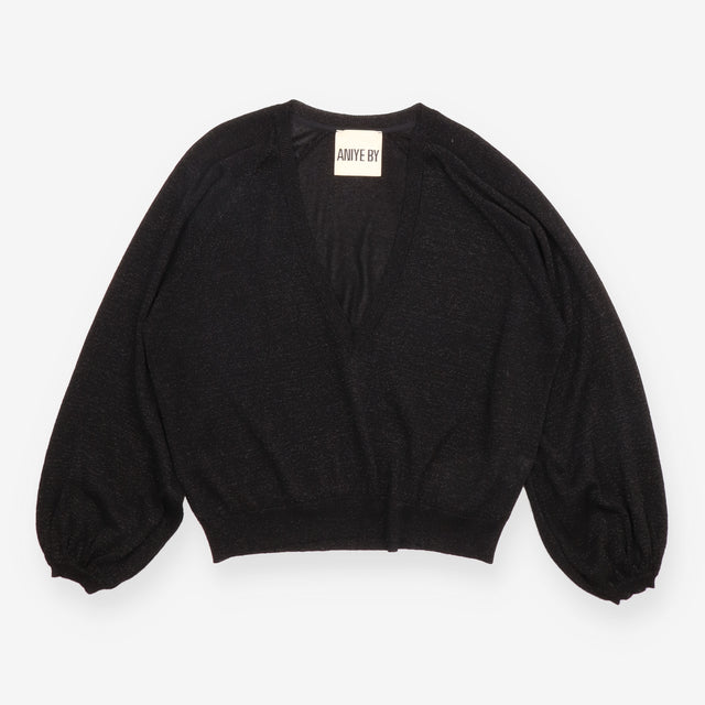 Jumper Black Sheer Fine Knit V-Neck