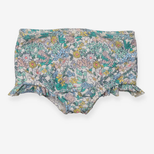 Bikini bottoms green floral frill leg