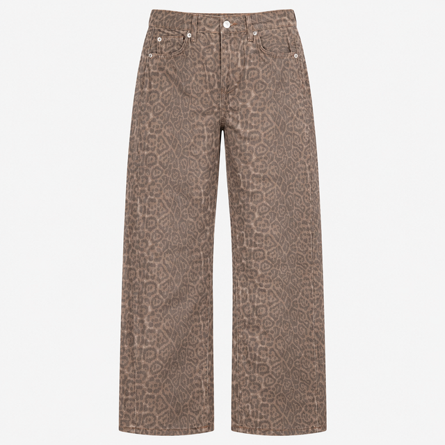 Jeans Leopard Print Straight Leg Regular