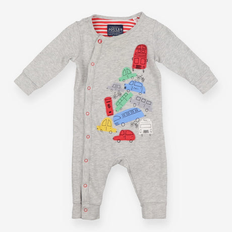 Sleepsuit grey vehicles red stripe lining