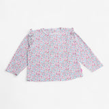 T-Shirt Long Sleeve Ditsy Floral with Frilly Shoul