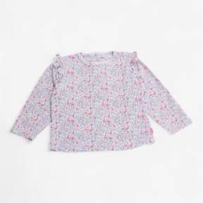 T-Shirt Long Sleeve Ditsy Floral with Frilly Shoul