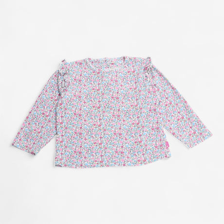 T-Shirt Long Sleeve Ditsy Floral with Frilly Shoul