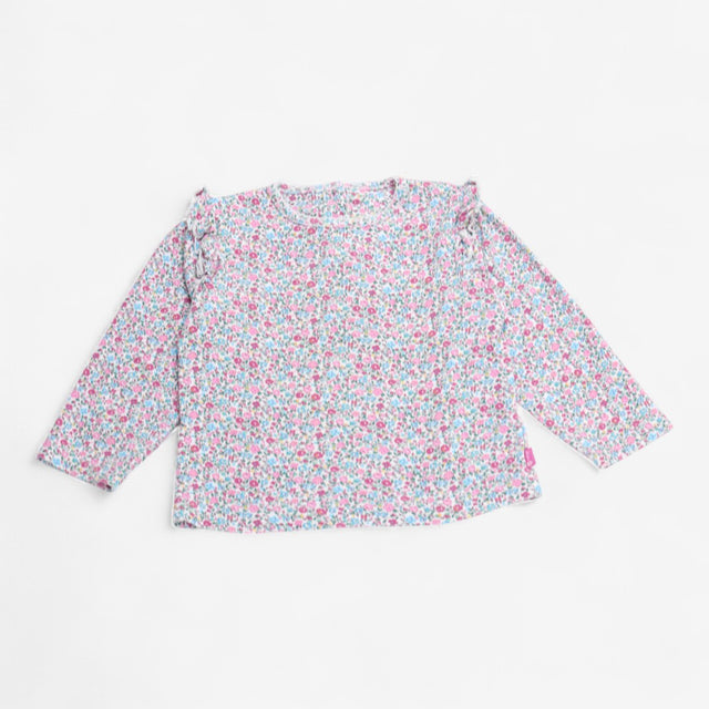T-Shirt Long Sleeve Ditsy Floral with Frilly Shoul
