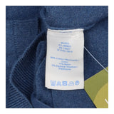Blue Cotton Blend Button Front Long Sleeve Cardiga