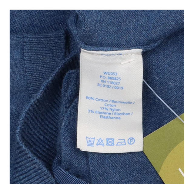 Blue Cotton Blend Button Front Long Sleeve Cardiga