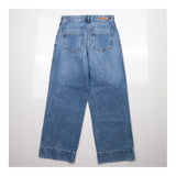 High Waist Patch Pocket Straight Leg Jeans Mid Blu