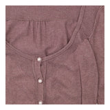 Cardigan Brown Fine Knit Scoop Neck Button Down
