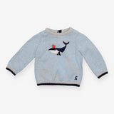 Blue Striped Whales Knit Sweater
