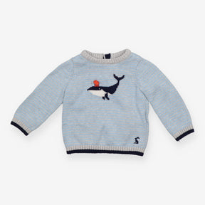 Blue Striped Whales Knit Sweater