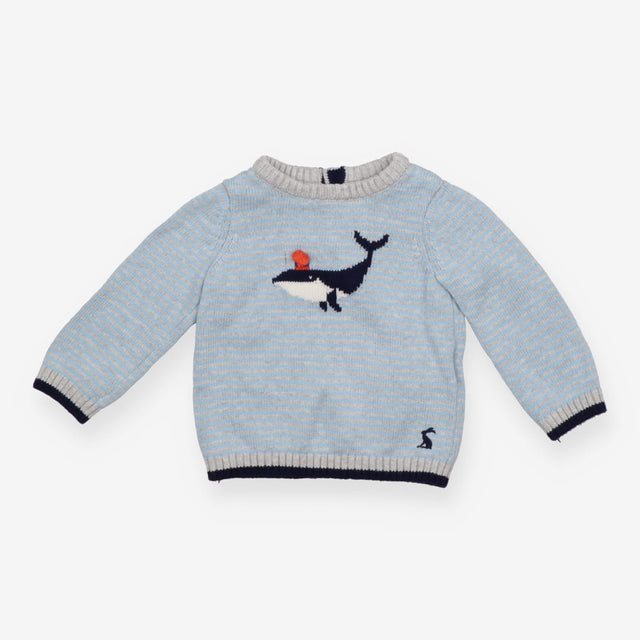 Blue Striped Whales Knit Sweater