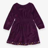 Dress Long Sleeve Purple Velour Star Appliques
