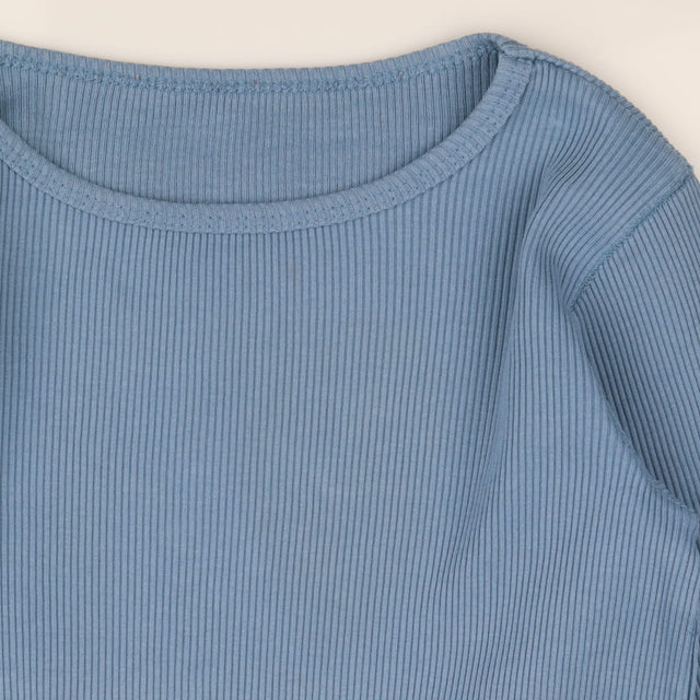 Chalk Blue Ribbed long sleeve Tee