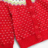 Cardigan Knit Red Robin Fairisle