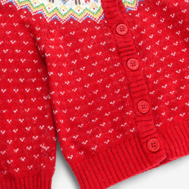 Cardigan Knit Red Robin Fairisle