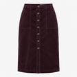 Skirt Midi Corduroy Button Front Plum