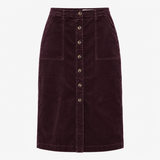 Skirt Midi Corduroy Button Front Plum