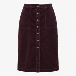 Skirt Midi Corduroy Button Front Plum