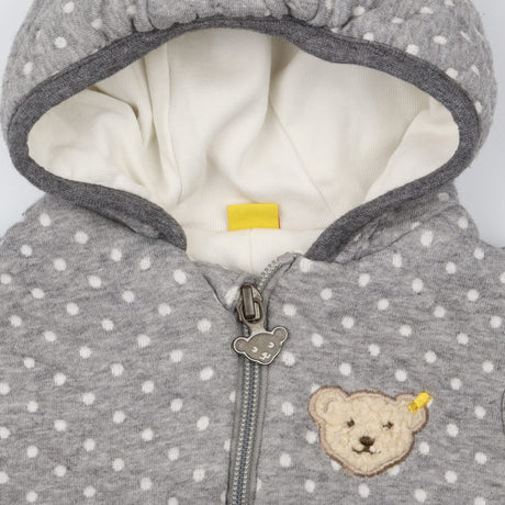 Pramsuit grey white spot teddy