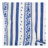 White and blue embroidered tie waist midi dress