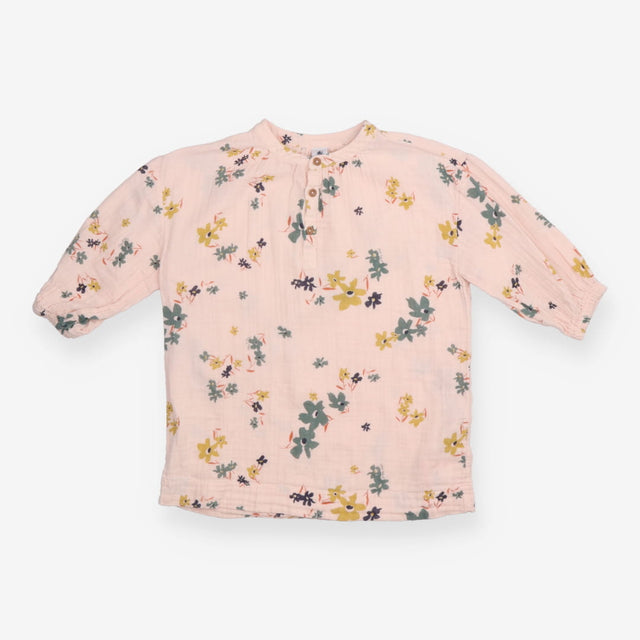 Dress muslin LS flowers pink